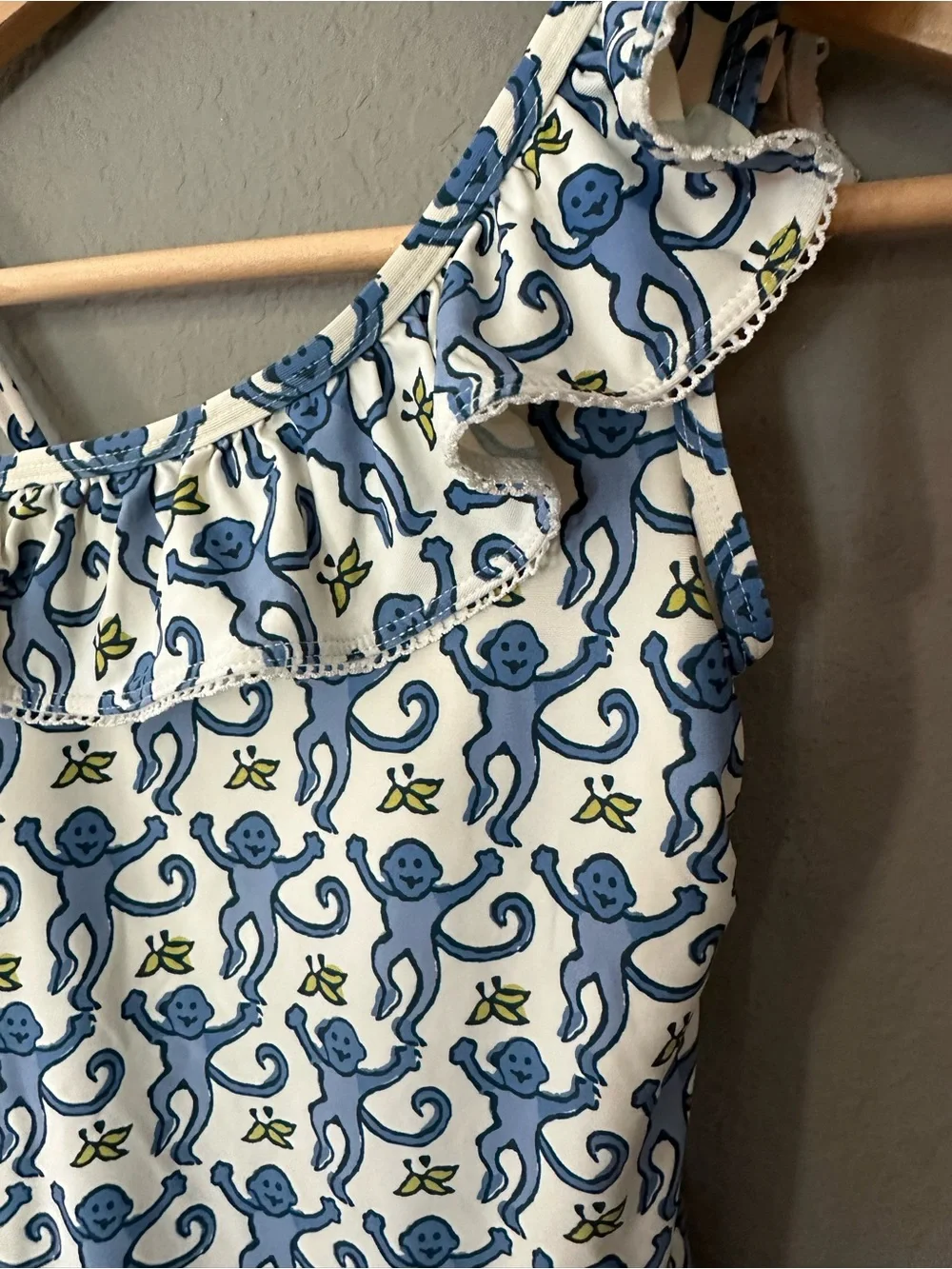 Roller Rabbit monkey swimsuit kids Sz 7/8 EUC